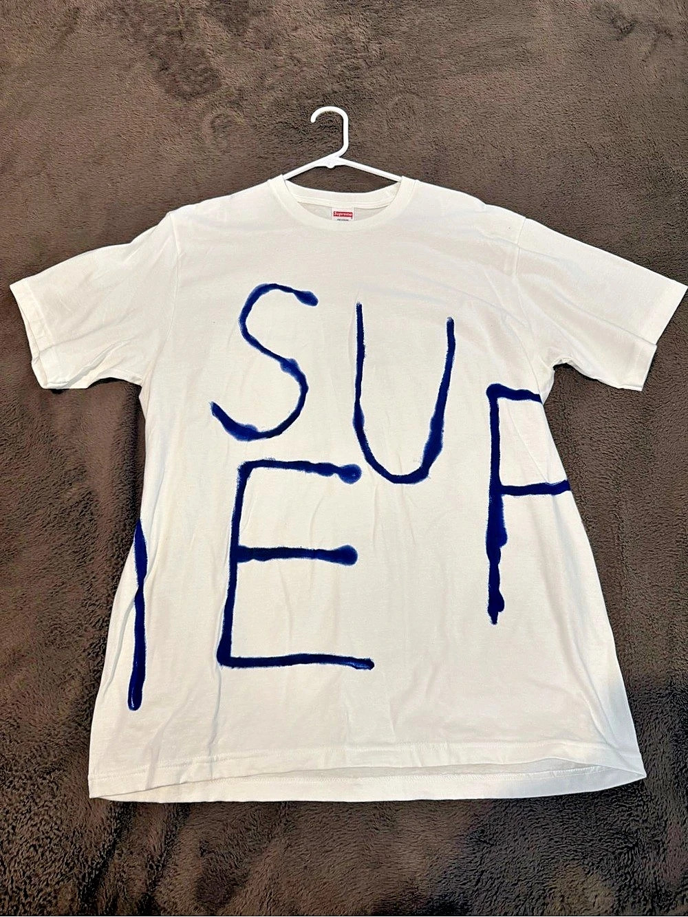 Supreme Stencil Tee White Short-Sleeve Graphic T-Shirt White & Blue